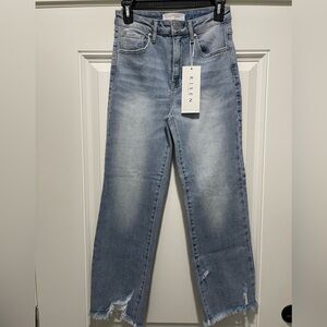 New, Risen Denim, Distressed Straight Leg, Light Wash, Size 5/27
